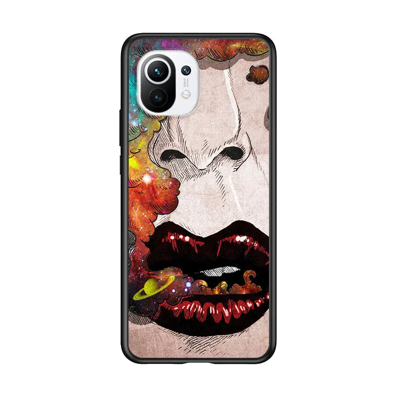 

Psychedelic Girl Art for Xiaomi Mi 11 10T Note 10 Ultra 5G 9 9T SE 8 A3 A2 A1 6X Pro Play F1 Lite 5G Black Phone Case