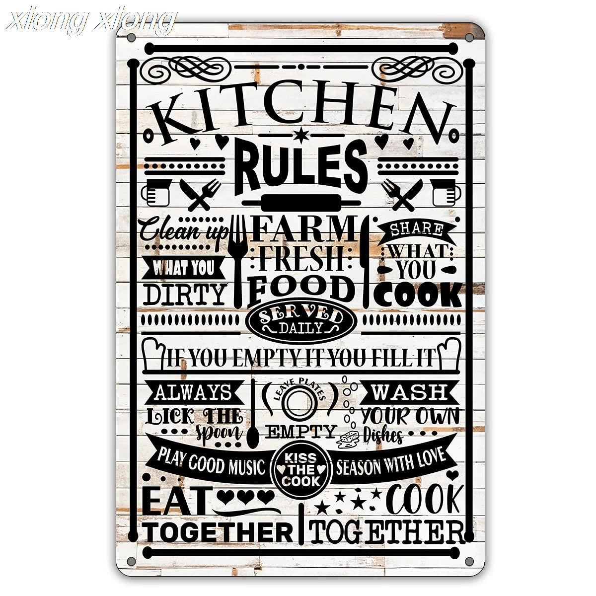 

Metal Tin Sign Wall Decor, Farmhouse Rustic Rules Sign for Home Decor Gifts