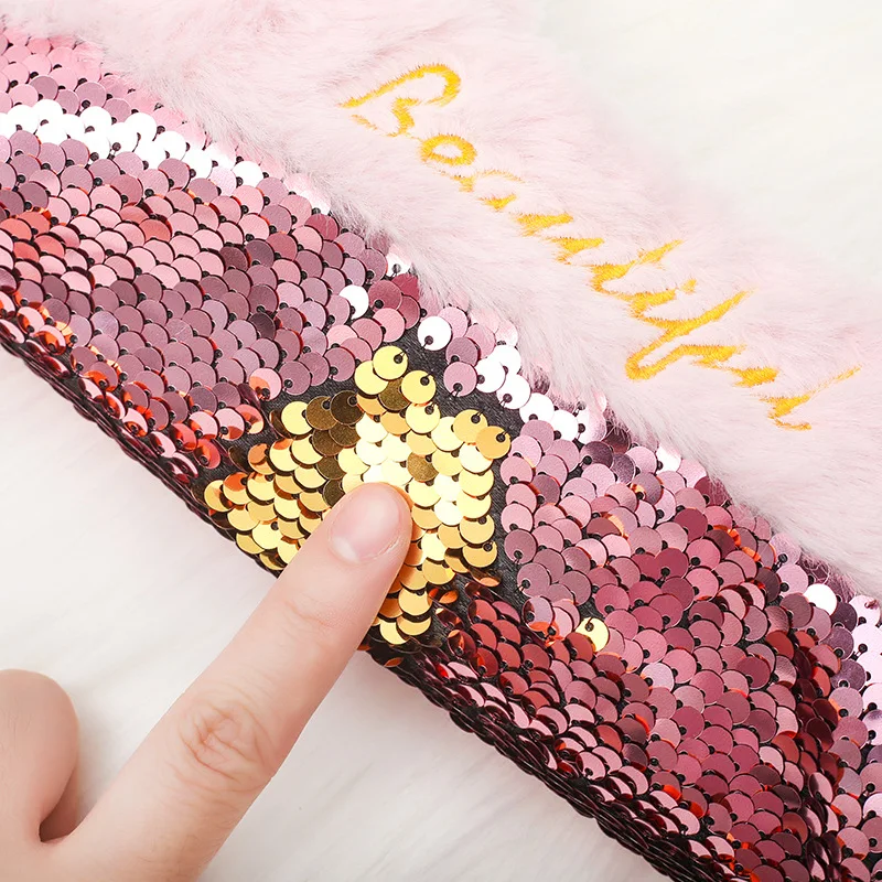 Большой плюшевый органайзер для канцелярских принадлежностей с блестками |