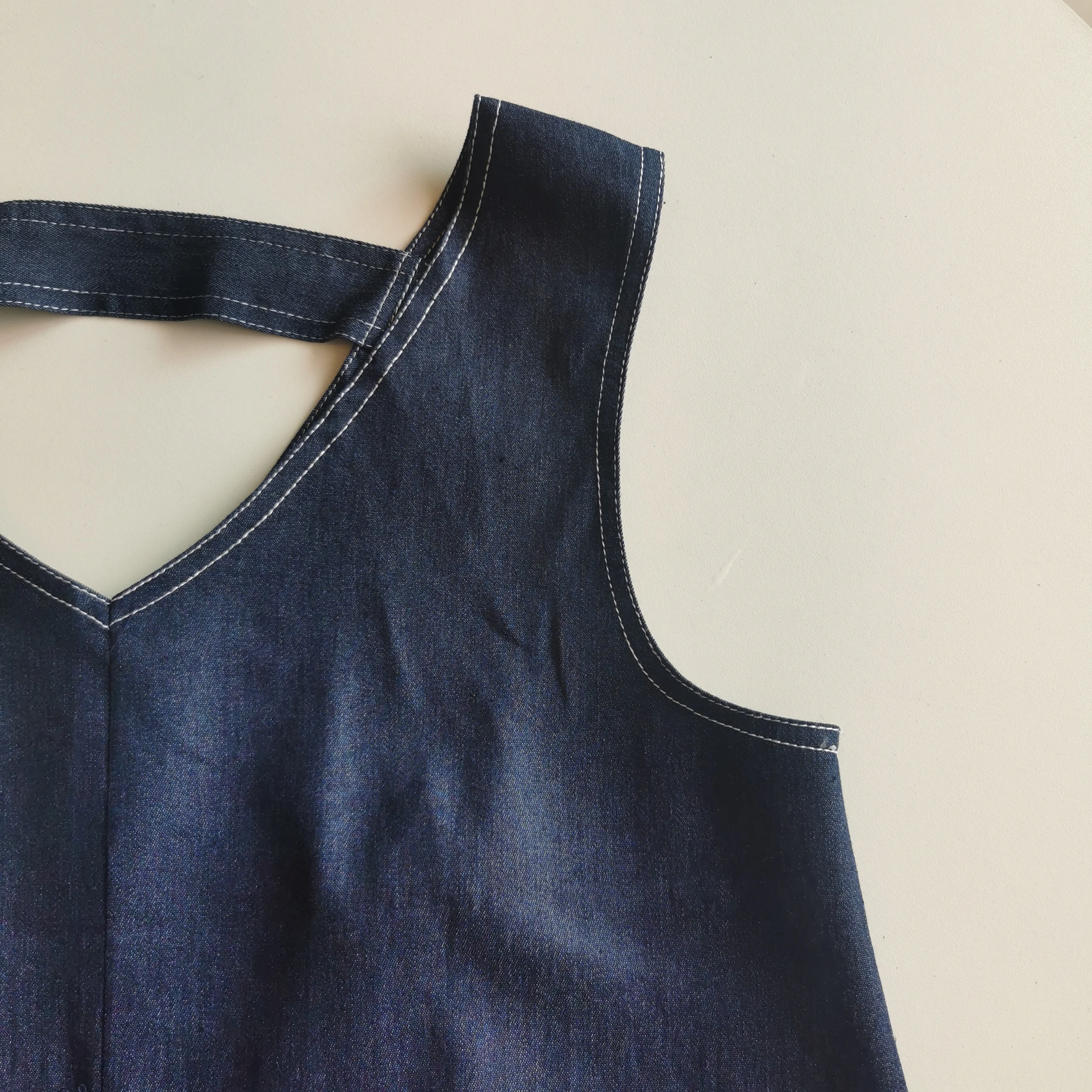 Платье женское джинсовое с V-образным вырезом повседневное Макси Сарафан