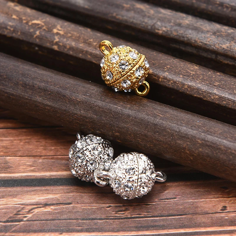 

5pcs Rhinestone Paved Round Metal Magnet Clasps Hook 8/10mm Bracelet/Necklace Strong Magnetic Connection Clasps DIY Jewlery Make