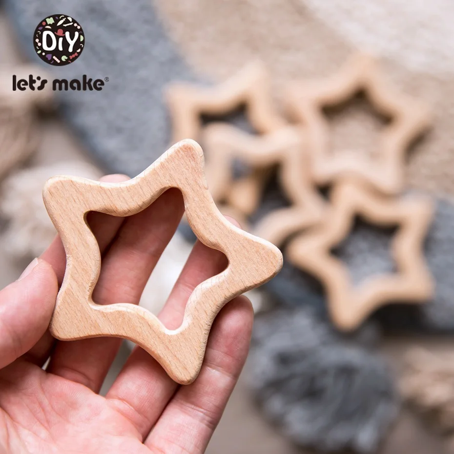 Let's Make 10 шт. деревянный Прорезыватель для зубов из натурального бука аксессуары DIY Подвеска граффити грызун ремесло Прорезыватель для зубов игрушка для младенцев