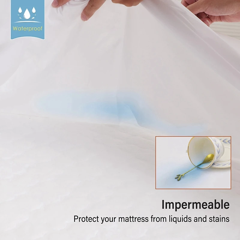 Solid Mattress Cover Waterproof Fitted Sheet Four Corners Bed Elastic Band King Size Polyester Bedspread (no Pillowcases) | Дом и сад