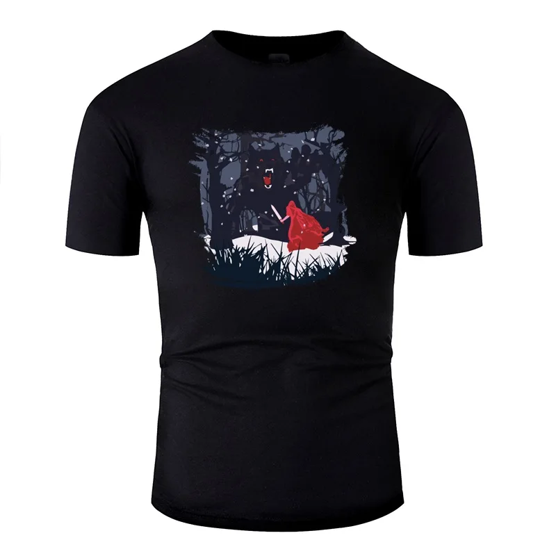 Новое поступление Мужская футболка с надписью Красная Шапочка женская круглым