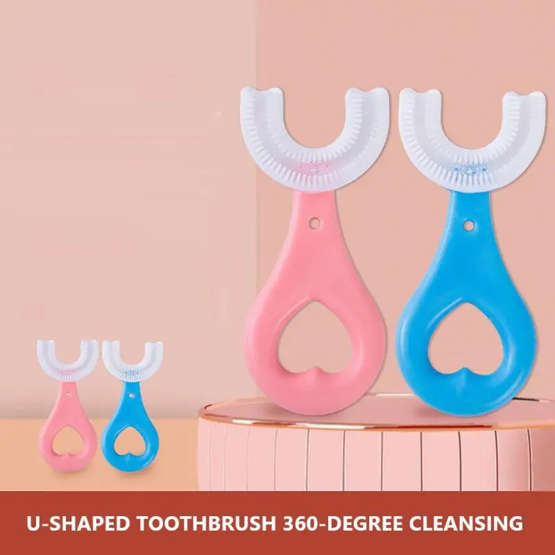 

1PC U-Shape Toothbrush Manual Kids Toothbrush Teeth Cleaning Tool Soft Silicone Teeth Whitening Cleaning Tool Cartoon Oral Brush