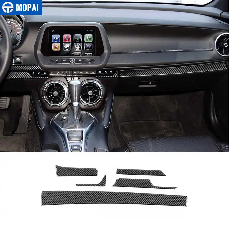 

Декоративные наклейки MOPAI для центральной консоли автомобиля из углеродного волокна, наклейки для Chevrolet Camaro 2016 2017 2018 2019, аксессуары для инте...