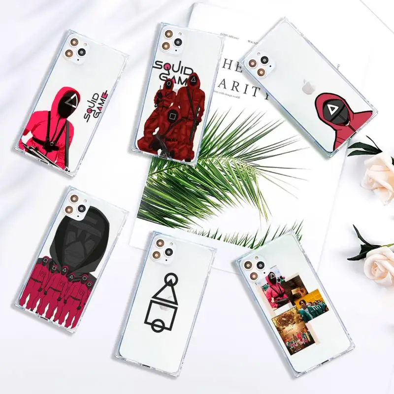 

Squid Game 456 tv show horror Phone Case Transparent for iPhone 7 8 11 12 se 2020 mini pro X XS XR MAX Plus