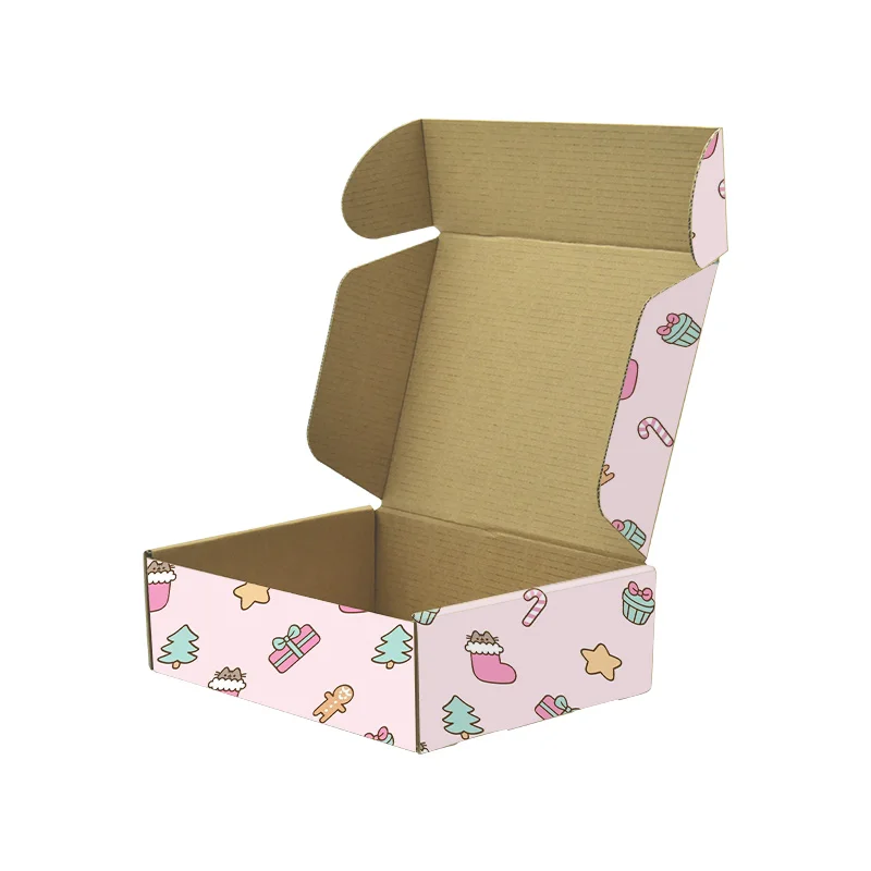 Пользовательский логотип простой розовый картон гофрированная бумага почтовые