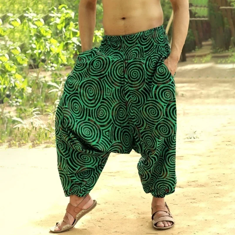 Vertvie мужские широкие мешковатые штаны-шаровары винтажные свободные эластичные