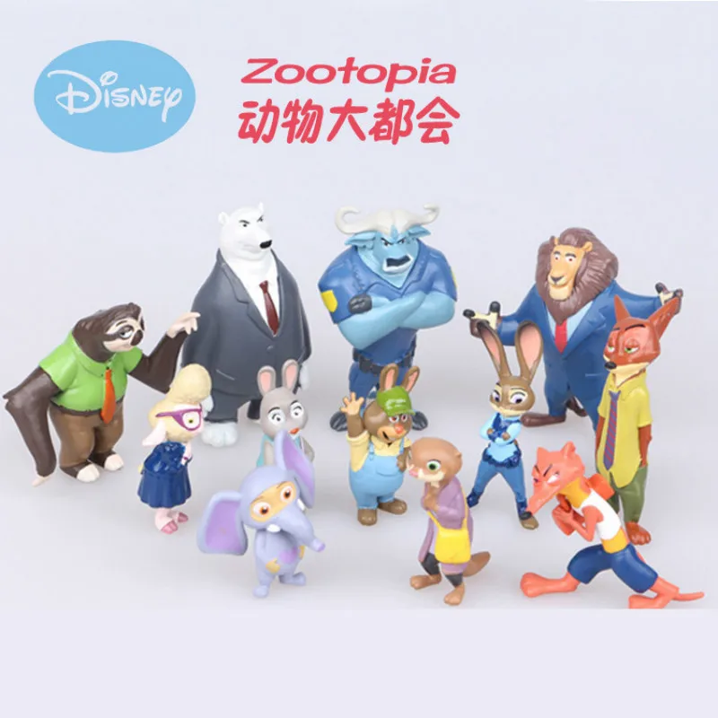 

12pcs/set Disney zootopia Crazy Animal City 12 styles of animal metropolis doll jewelry hand-made decoration toys dolls