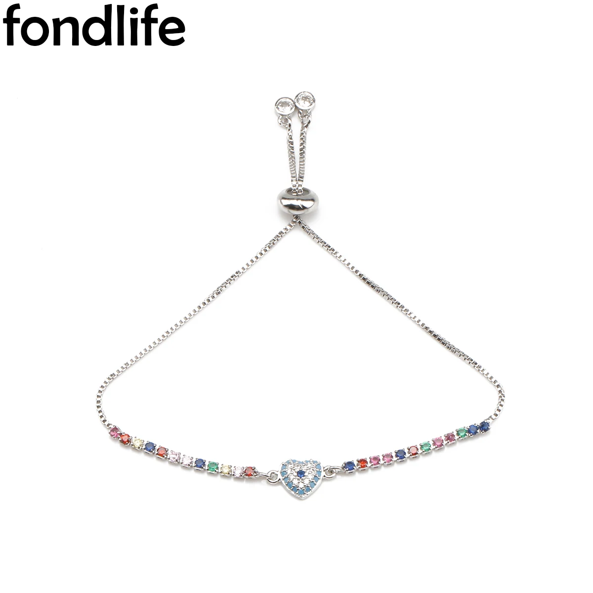 

Изысканный браслет с голубым цирконом и персиковым сердцем, милый женский подарок, фототкань ручной работы 2021, регулируемый парный подарок