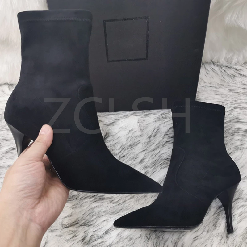 

Женские сапоги выше колена на шпильке, с острым носком, из натуральной кожи