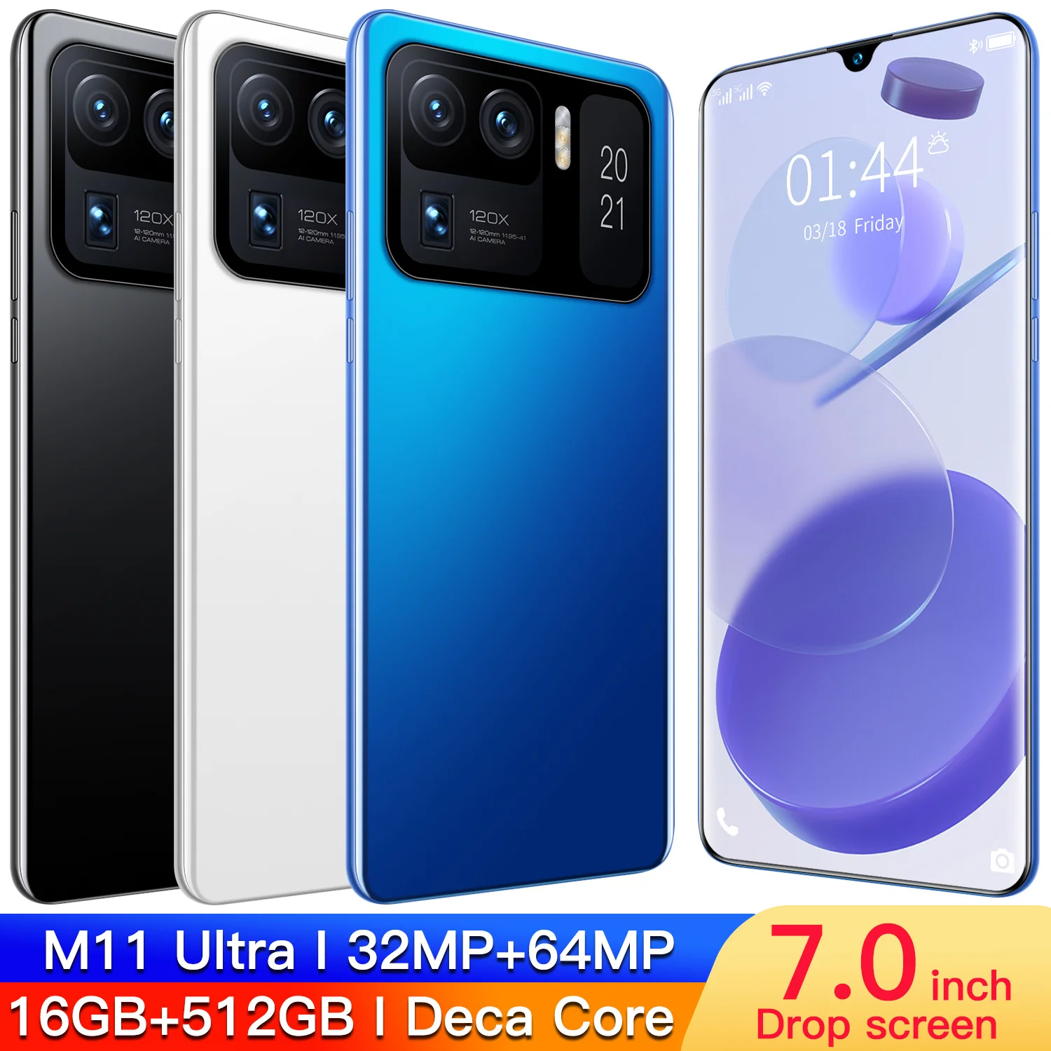 

Global Version M11 Ultra 7.0 Inch 8GB+256GB 5G Network Fingerprint ID 6800mAh Smart Phone 48+64MP Dual SIM+Micro SD Cellphones