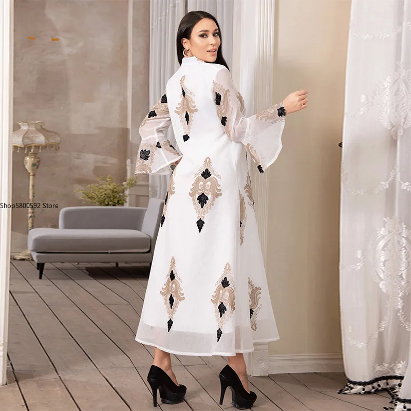 Caftan Evening Dresses For Women Abaya Dubai Embroidered Dress Muslim Islam Turkey Clothing Robe Longue Femme Musulmane