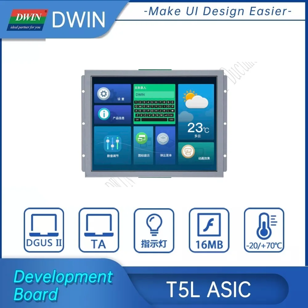 

DWIN T5 Display 8.0 Inches, 800xRGBx600, 65K Colors, TN Screen, RTP, Standard Instruction Set,DGUS LCM DMT80600Y080-02