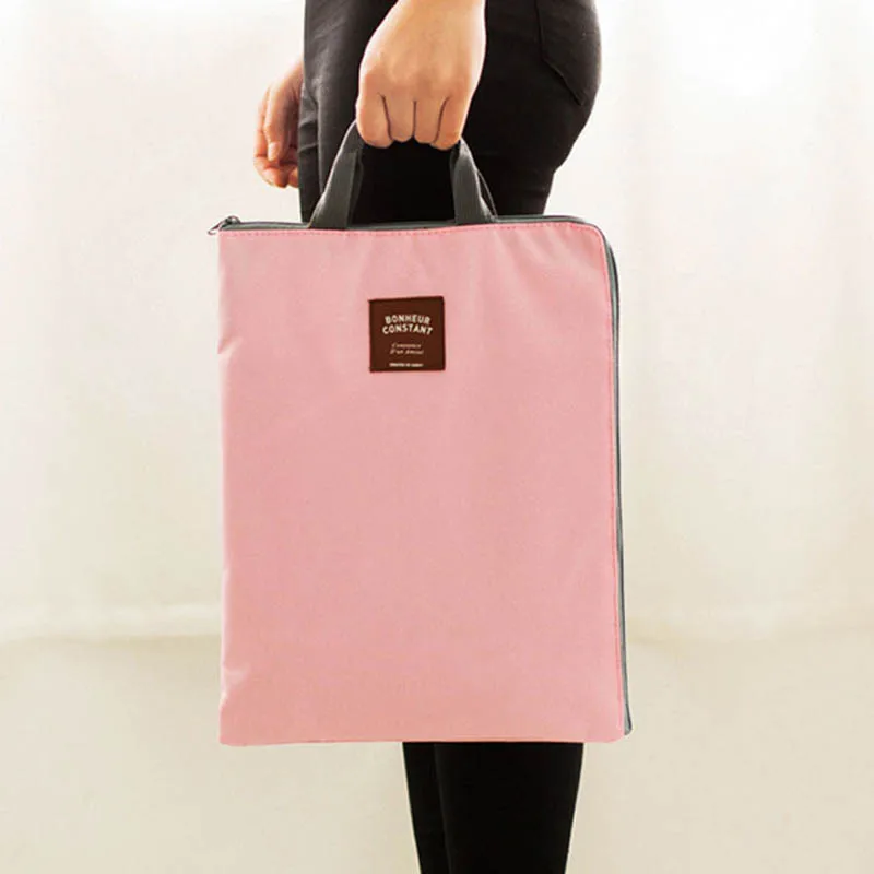 A4 холщовая портативная двухслойная Сумка для документов на молнии Студенческая