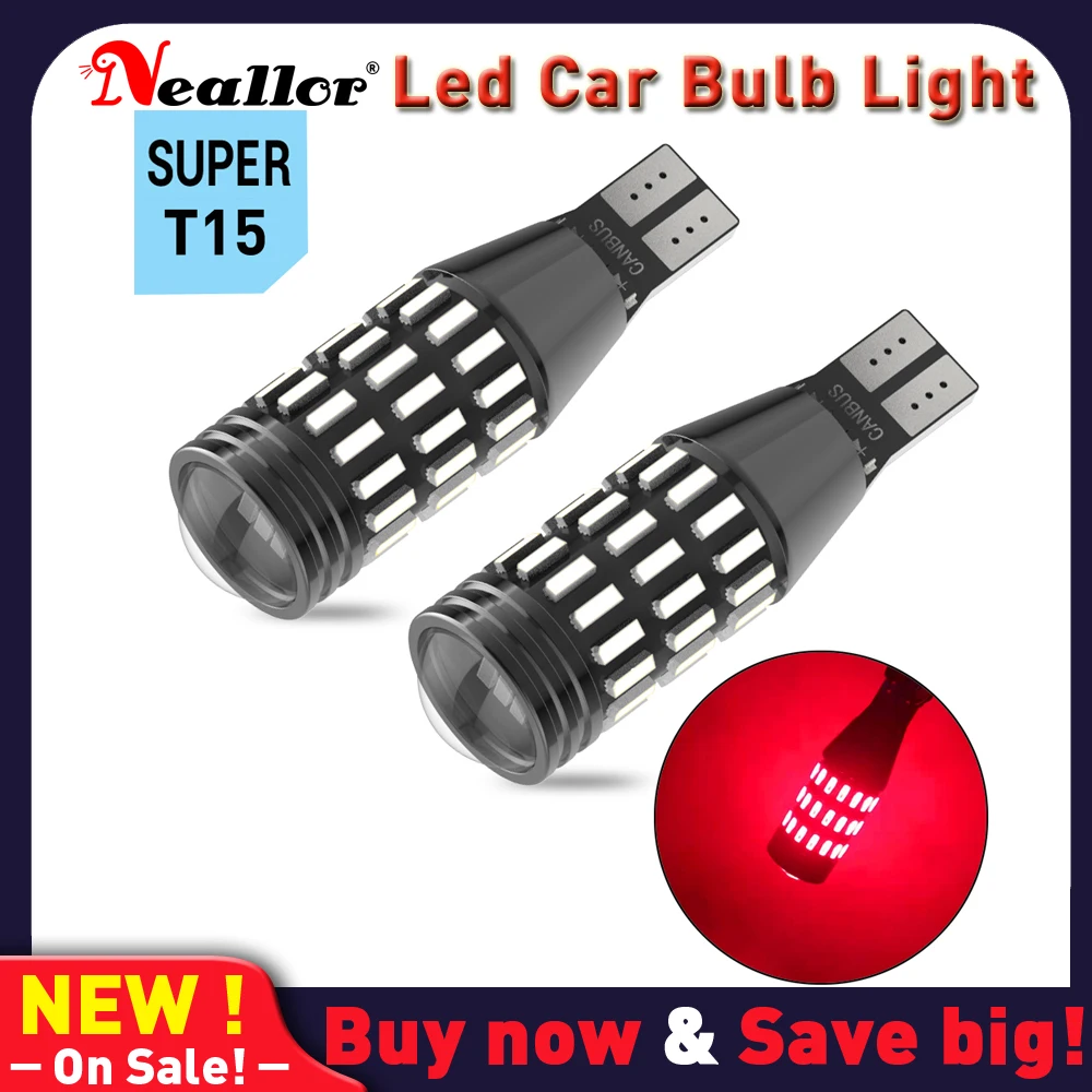 

2PCS New T15 W16W WY16W Super Bright LED Car Tail Brake Bulbs Turn Signals Canbus Auto Backup Reverse Lamp Daytime Running Light