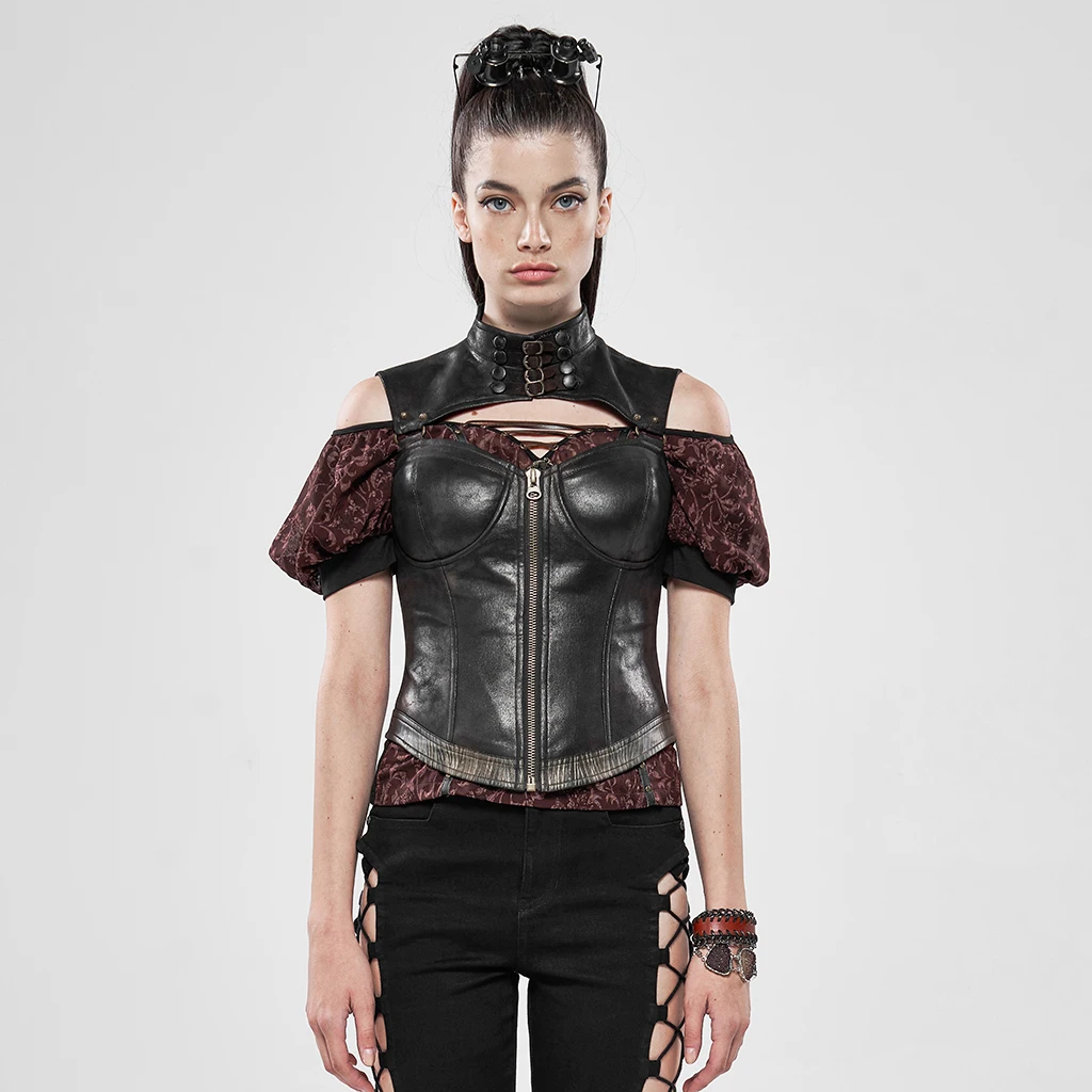Женский корсет в стиле панк рейв стимпанк металлический с распылителем