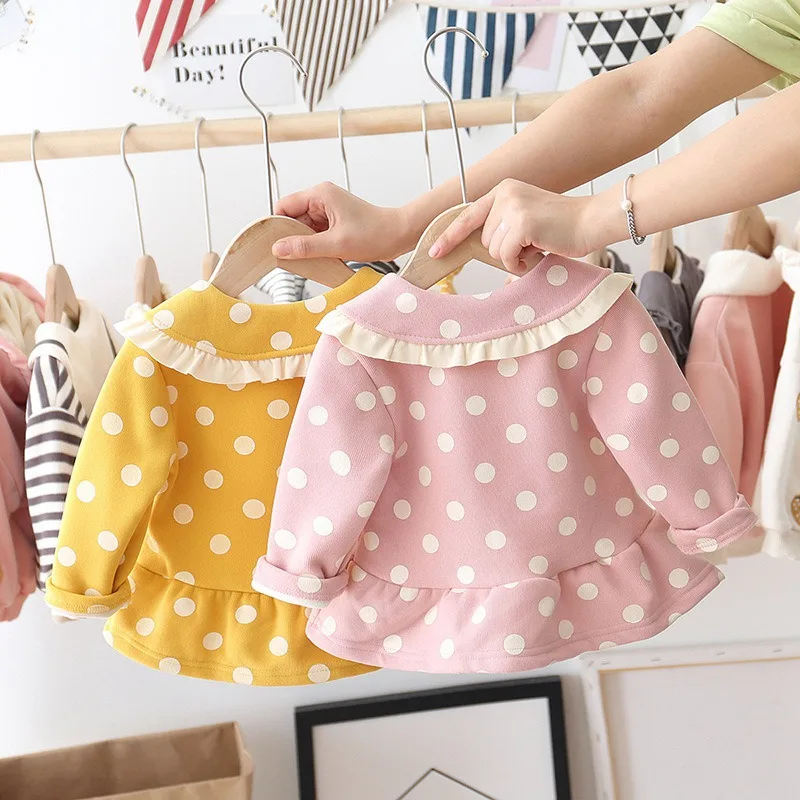 Зимнее детское платье в горошек для девочек коллекция 2019 года сезон осень