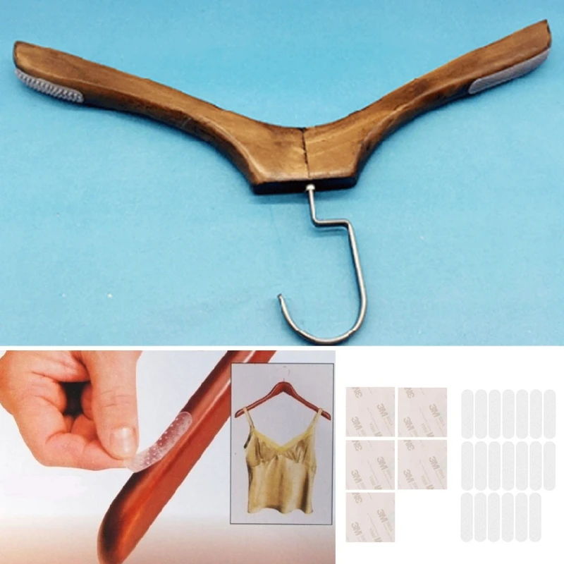 

20Pcs Hanger Strips Non Slip Adhesive Tape Transparent Hanger Grips Strip Closet Accessories