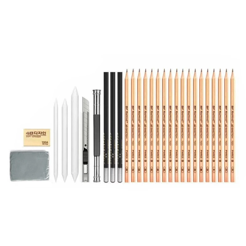 

29pcs Wooden Drawing Sketch Kit Charcoal Pencil Eraser Art Craft Painting Sketching Set for student Artist Beginners