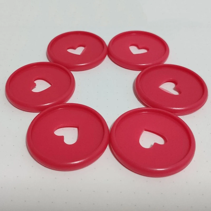 red 35mm 50 шт. сердце блокнот Грибное отверстие кнопка блокнот пластиковый лист катушки 360 градусов складной диск Пряжка школьные офисные принадлежности - Цвет: red 35mm