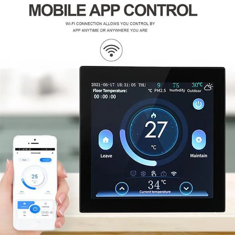 

Wi-Fi Smart Thermostat Schedule APP Remote Controller Voice Control Water/Electric floor Heating works with Alexa Google Home