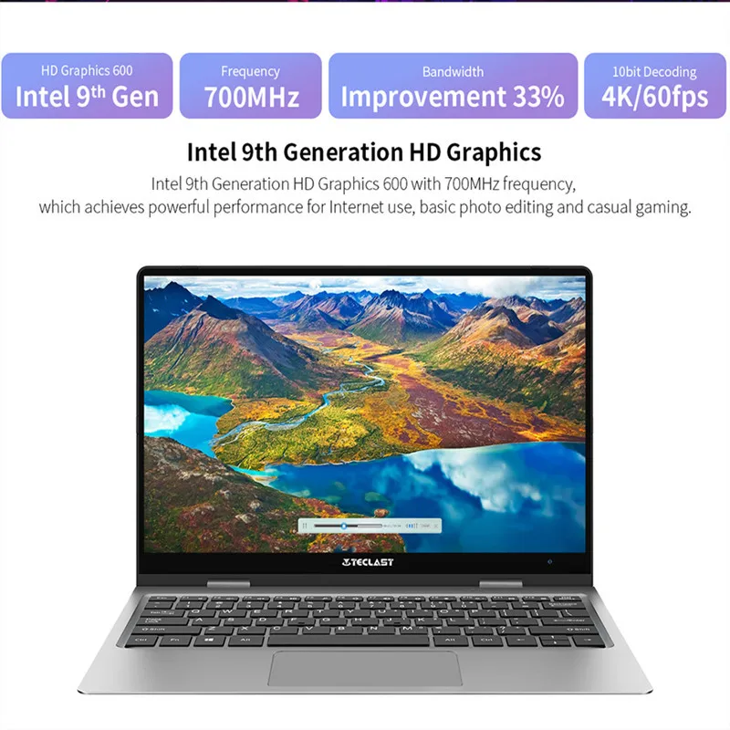 Ноутбук Teclast F5 11 6 "сенсорный экран Win10 8 ГБ ОЗУ 256 Гб SSD Intel Gemini Lake N4100 4 ядра 360