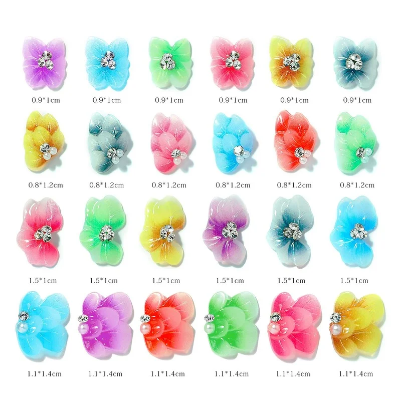 Набор бижутерии для дизайна ногтей разноцветная бабочка 5D тисненый цветок