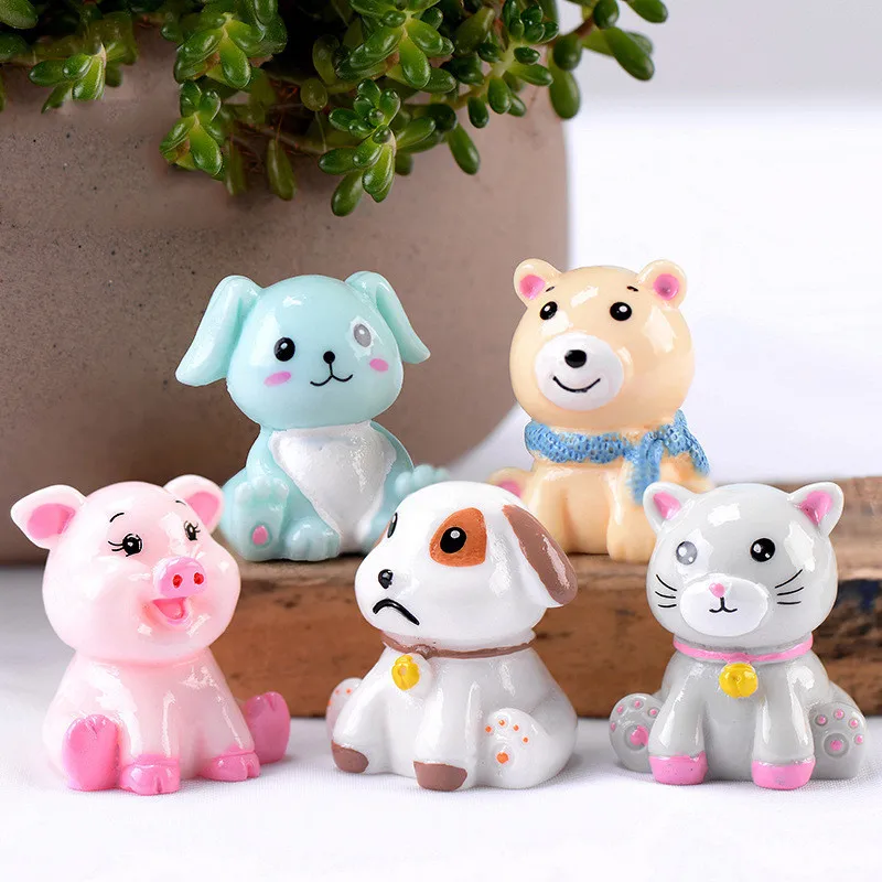 Моделирование животных свинья собака кошка Медведь Аниме Фигурка Мультфильм