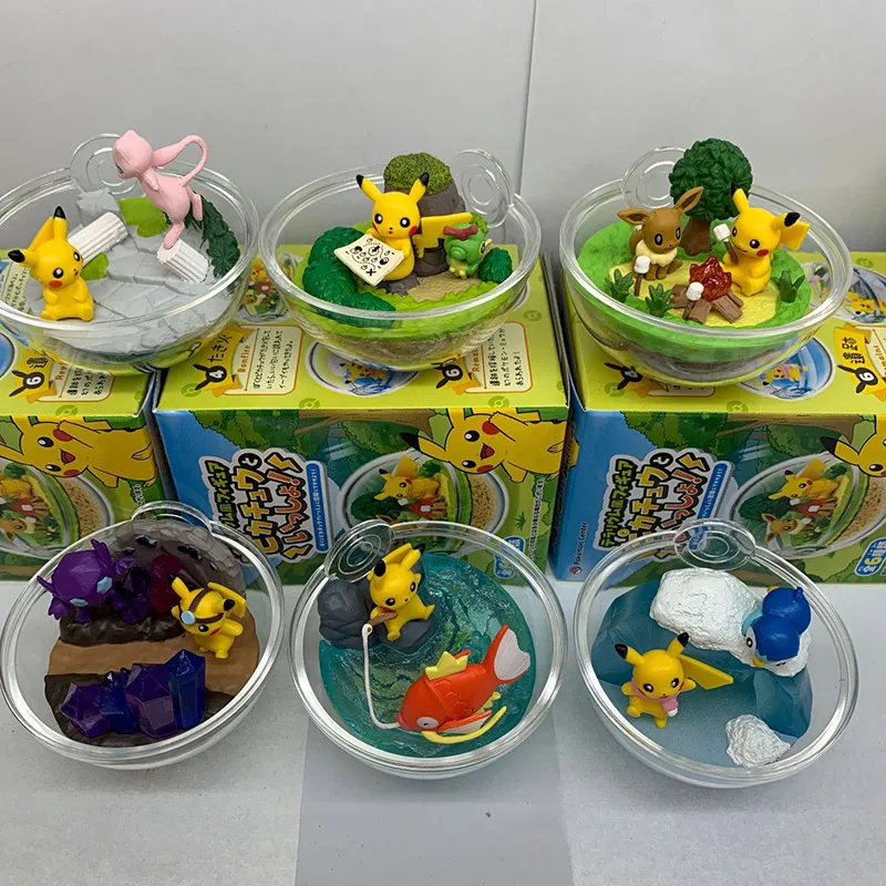 Экшн фигурки Takara Tomy 6 шт./компл. мяч с Пикачу Eevee Magikarp Mewtwo Caterpie Аниме Покемон