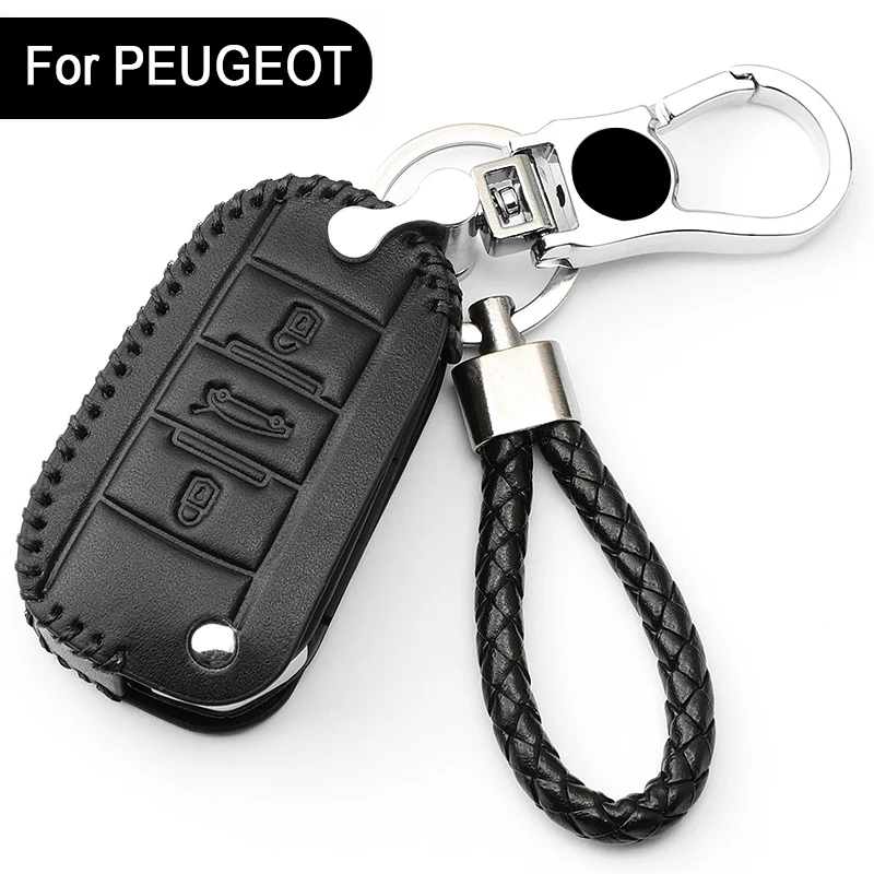 Люкс из натуральной кожи ключа автомобиля чехол Обложка для Peugeot 107 206 207 208 306 307 308