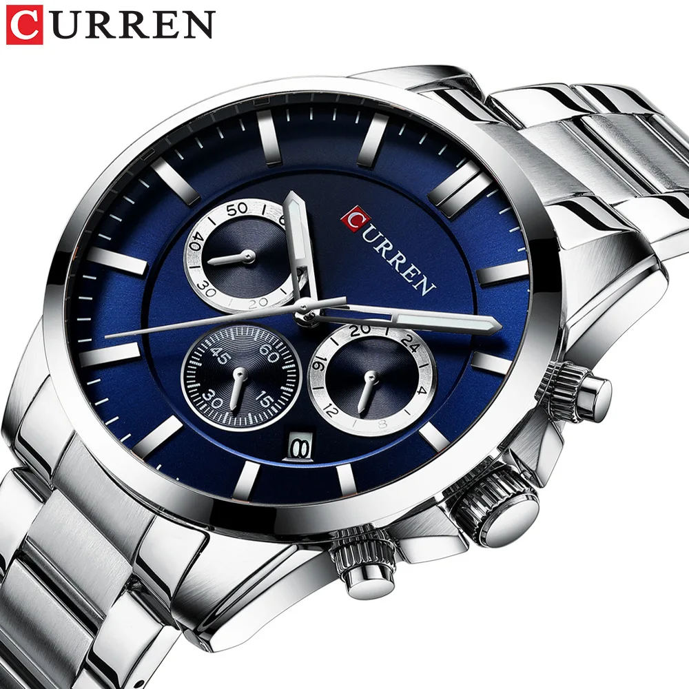 

CURREN 8358 Top Brand Sports Watch Men Fashion Men's Quartz Wristwatch Business Gentlemen Stainless Steel Military Clock Male