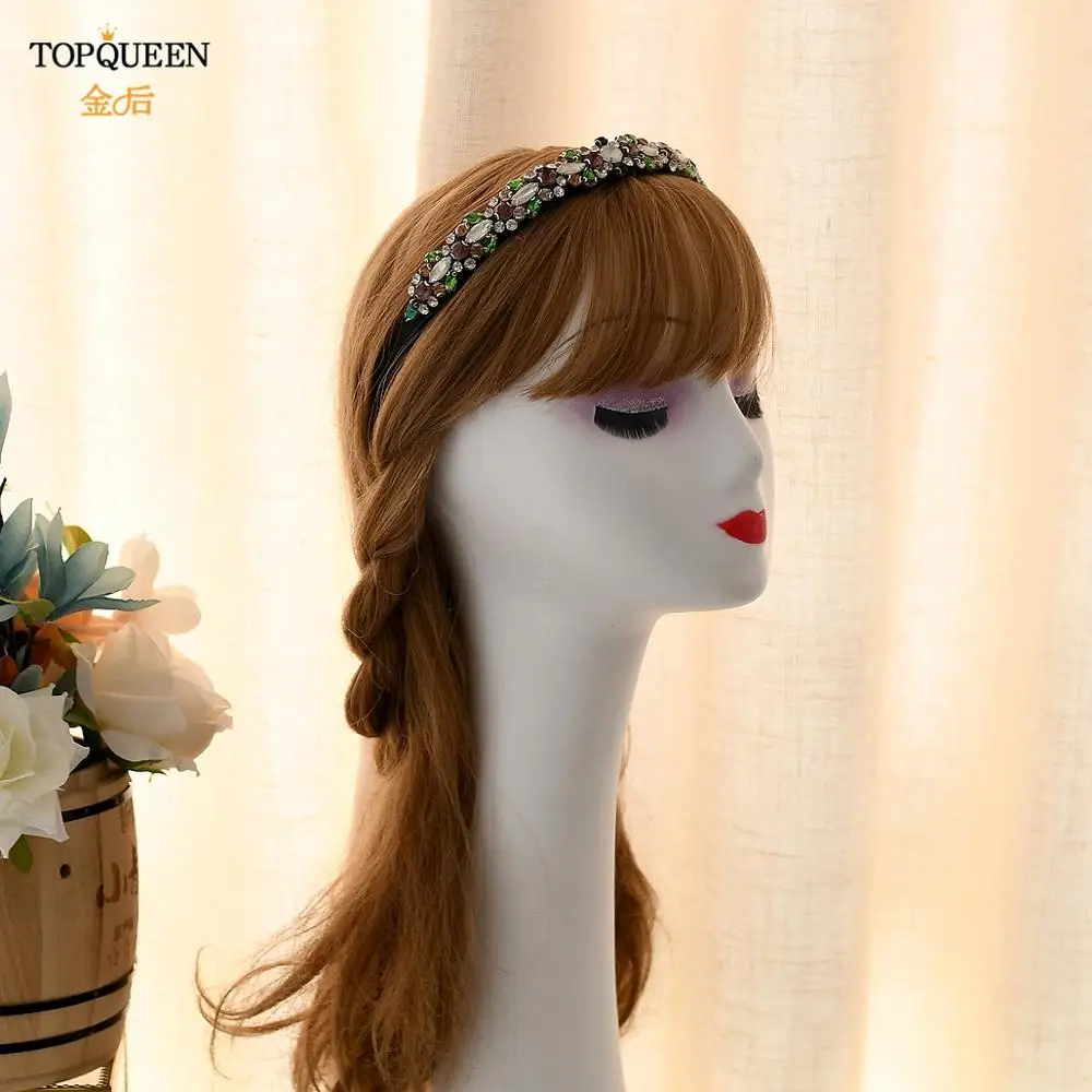 

TOPQUEEN Gorgeous Vintage Baroque Colorful Full Crystal Tiara Headband Wedding Charming Hair Accessories Hairband For Party FG02
