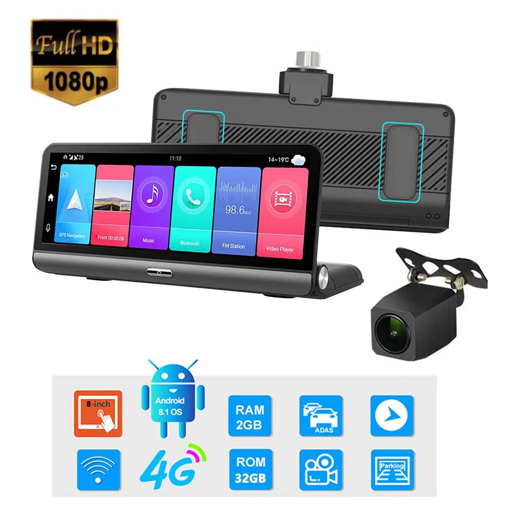 

Видеорегистратор автомобильный P03, 8 дюймов, GPS-навигация, 1080P