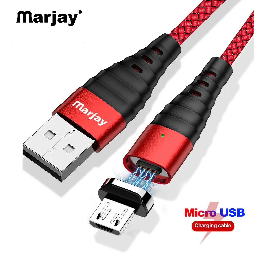 Marjay Магнитный зарядный кабель Micro USB кабель для мобильного телефона 3A провод для быстрого заряда Магнитный кабель Microusb шнур 1 м 2 м