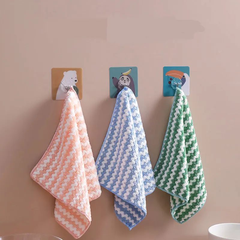 Полосатое полотенце для мытья посуды из кораллового флиса хорошо впитывающие