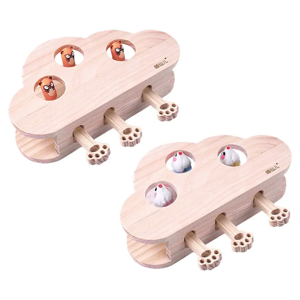 

Cloud Shape Kitten Cat Hunt Interactive Exercise Toys Wooden Puzzle Box, Mouse