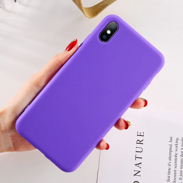Purple KJOEW карамельный цвет чехол для телефона s для iphone 11 Pro Max XR X XS Max 6 6S 7 8 Plus милый простой однотонный Мягкий силиконовый чехол - Цвет: Purple