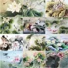 5D алмазная живопись сделай сам, белый цветок лотоса, Летающие птицы, полная Алмазная вышивка, мозаика, художественные картины, рукоделие, подарок, домашний декор