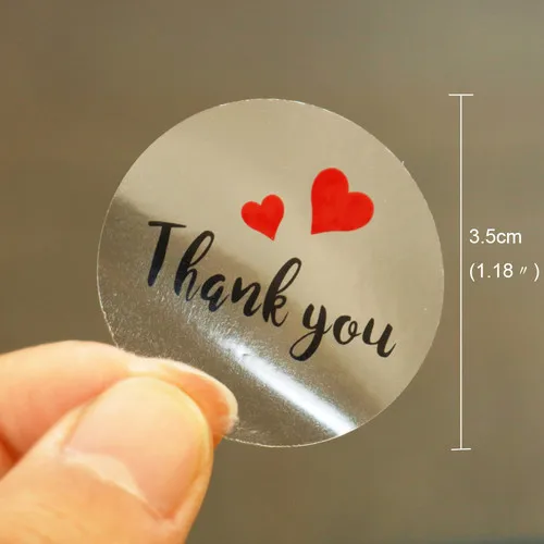 thank you 60 шт прозрачный Спасибо наклейки круглые красное сердце pvc канцелярские принадлежности наклейки Скрапбукинг дневник деко упаковочные наклейки - Цвет: thank you