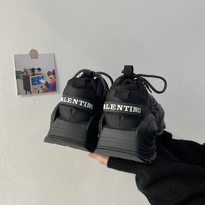 

Platform Sneakers For Women Brand Fashion Vulcanized Shoes Ladies Chunky Sneaker Casual 2021 Spring Trainers Woman Shoes Black