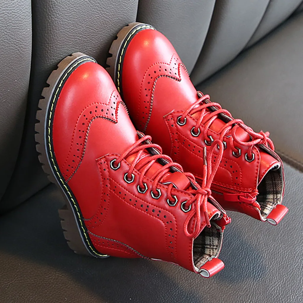 Children kids boots girls leather Boys Boots Ankle Sport Short Bootie Solid Casual Shoes botte fille enfant #Y3 |