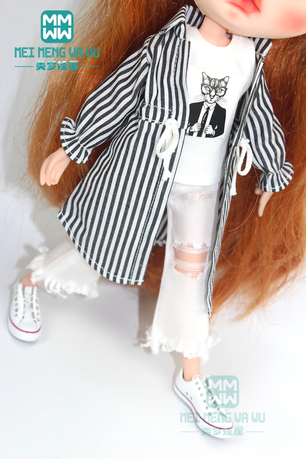 1 шт. одежда Blyth Doll полосатая рубашка, жилет, спортивные штаны для Blyth Azone OB24 OB23 кукла 1/6 аксессуары