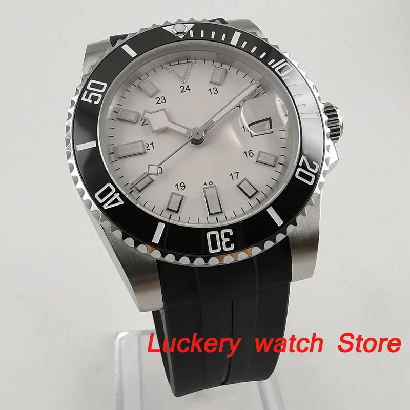 40 мм без логотипа белый циферблат Светящееся Стекло saphire керамический Безель