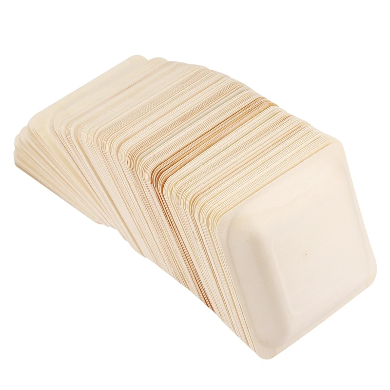Botique-150Pcs одноразовые квадратные деревянные тарелки, портативная посуда для дня рождения, свадьбы, ресторана, пикника, барбекю, 140X140 м