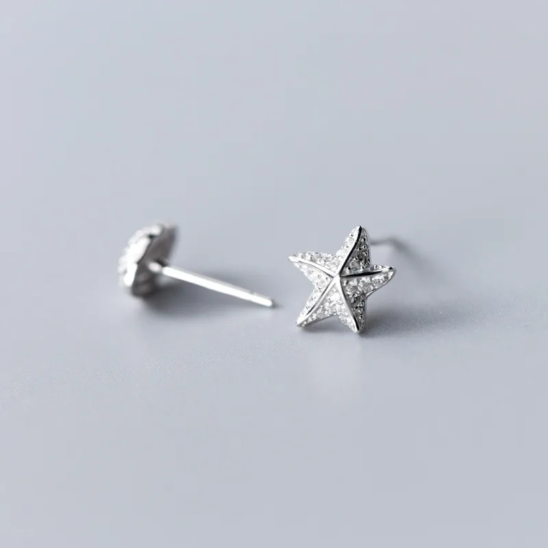 Серьги из стерлингового серебра 925 пробы модные корейские маленькие фианиты