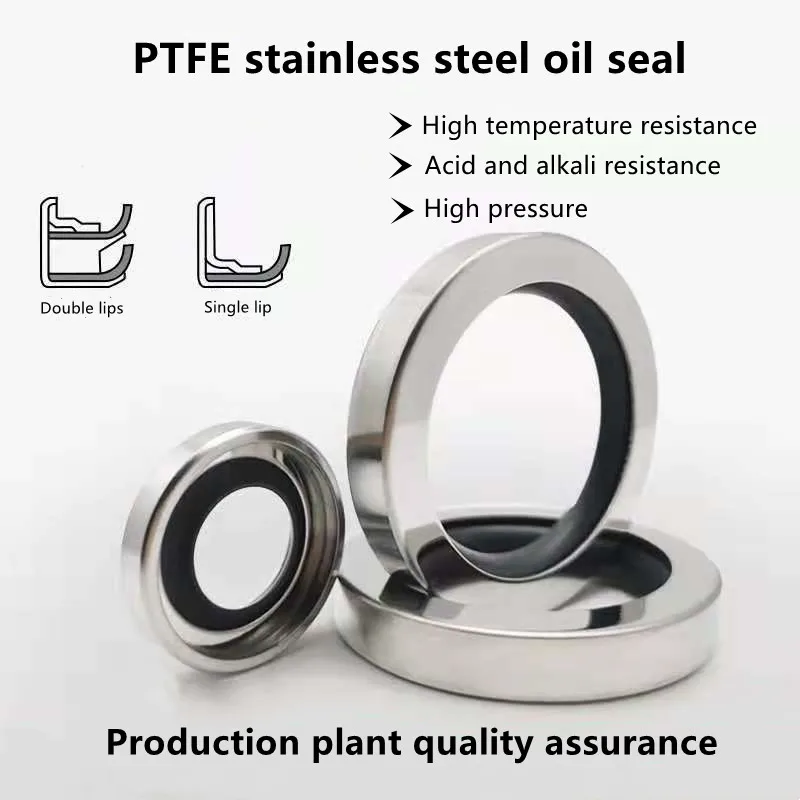 PTFE double lip 8/10/12/13/15*18/22/23/25/28/30/35*5/6/7/8/mm stainless steel oil seal screw rod shaft seal using air compressor