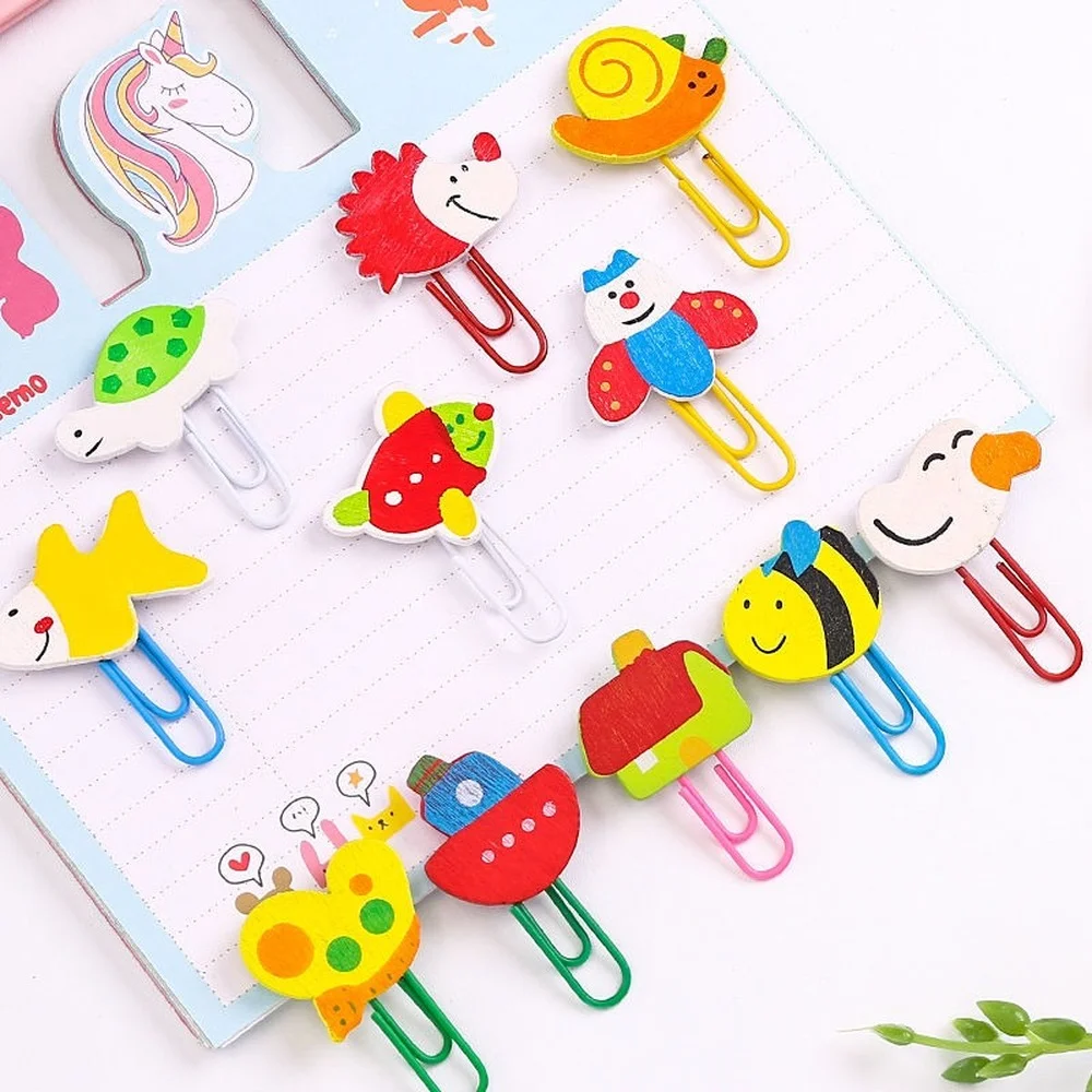 

12pcs/pack Cute PaperClips Bookmark Cartoon binder clip Markers Reading Office Supplies Tickets Notes Letter Book Accessories