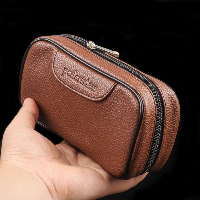 

New 1pcs Soft PU Leather Bag Pipe Pouch For 2 Pipes Portable Weed Tobacco Smoking Pipe Case Tools Accessories Black Bg1121